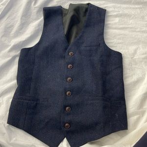 Voboom Vest M Blue Wool Polyester Blend - Lined Cinch Back G1